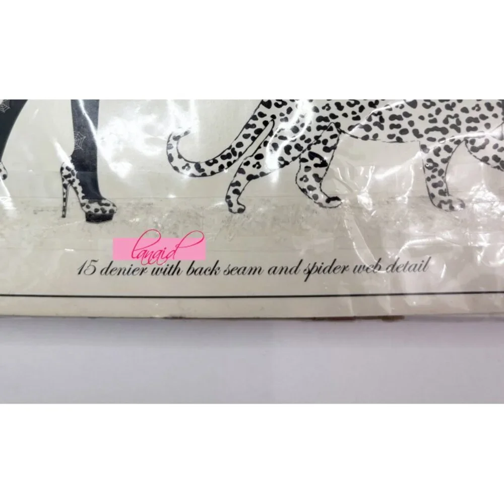Charlotte Olympia Hold-Ups Back Seam Spider Web Grey Thigh-High Lace Stockings